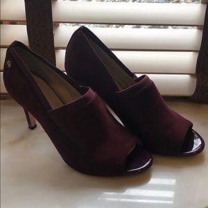 Calvin Klein Maroon Peep Toe Heels